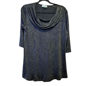 🇨🇦 Chantal Côté Black Draped Tunic Top – Size L – Whimsigoth / Goth Aesthetic